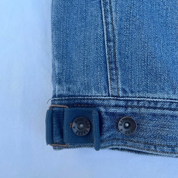 Light Wash Denim Zip-Up Motorcycle-Style Vest - Picture 5 of 5